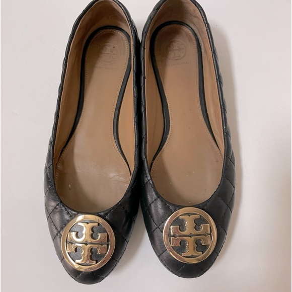 Tory Burch Benton 2 Quilted Black Ballet Flats 8 - Picture 2 of 16